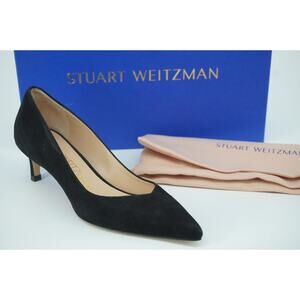 Stuart Weitzman Anny 75MM Black Suede Pointy Toe Pumps Size 6 AA Narrow $398